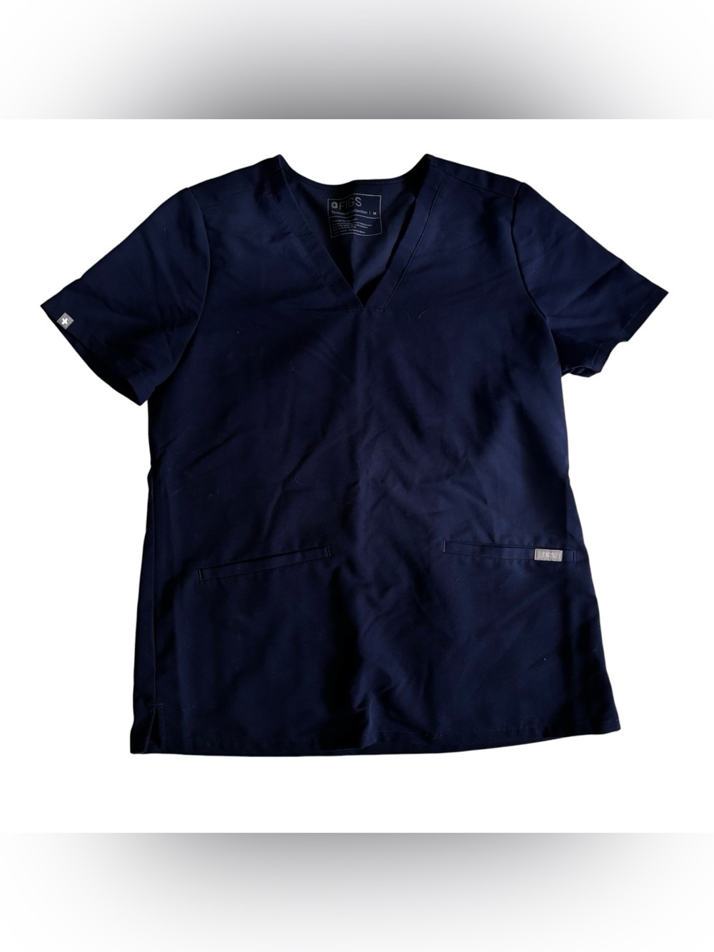 Figs Technical Collection Navy Blue Short Sleeve Scrubs Top - M